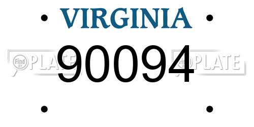 90094 Virginia License Plate