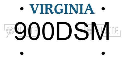 900DSM Virginia License Plate