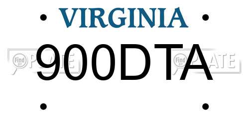 900DTA Virginia License Plate