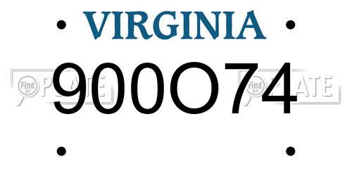 900O74 Virginia License Plate