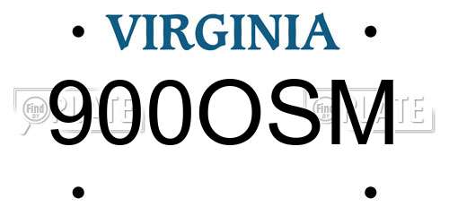 900OSM Virginia License Plate