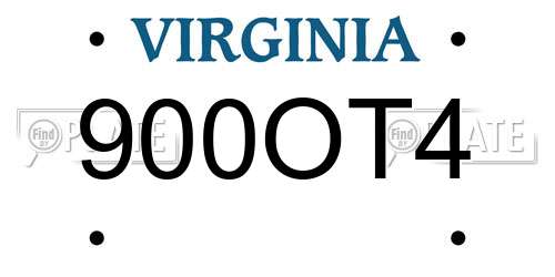 900OT4 Virginia License Plate