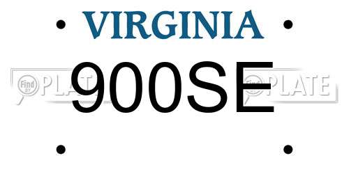 900SE Virginia License Plate
