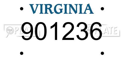 901236 Virginia License Plate