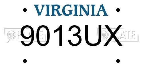 9013UX Virginia License Plate