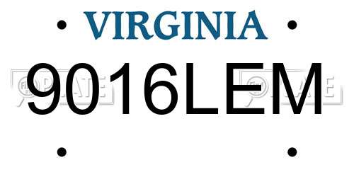 9016LEM Virginia License Plate