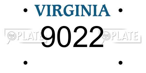 9022 Virginia License Plate