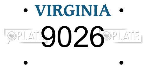 9026 Virginia License Plate