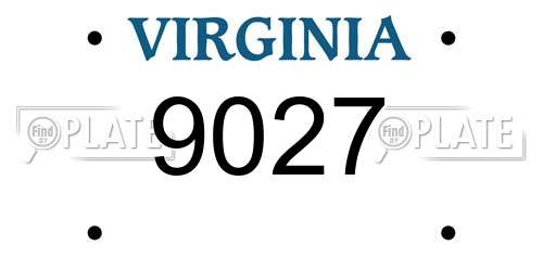 9027 Virginia License Plate