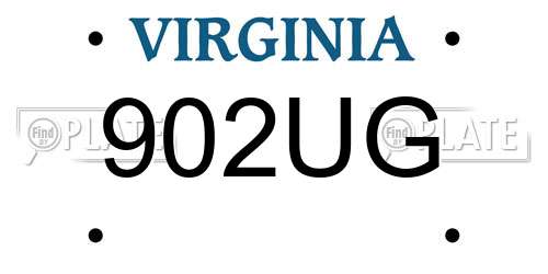 902UG Virginia License Plate