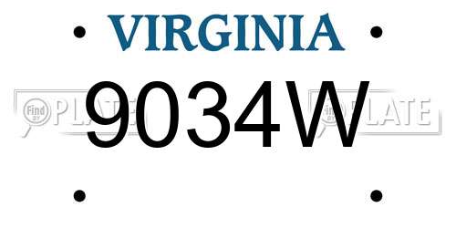 9034W Virginia License Plate