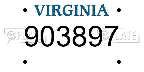 903897 Virginia License Plate