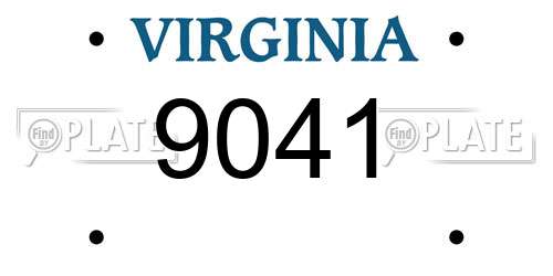 9041 Virginia License Plate