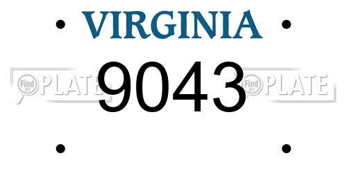 9043 Virginia License Plate