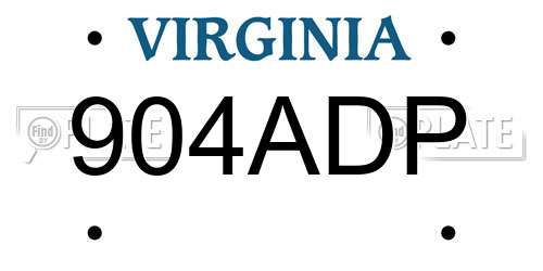 904ADP Virginia License Plate