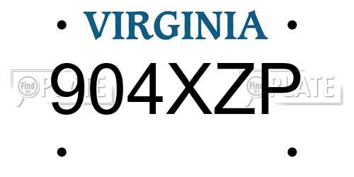 904XZP Virginia License Plate