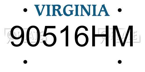 90516HM Virginia License Plate