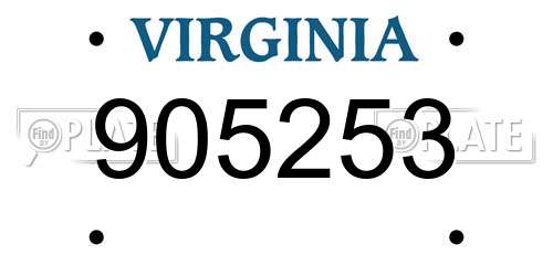 905253 Virginia License Plate