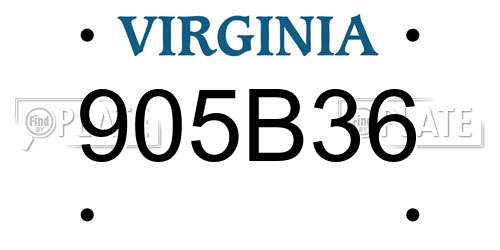 905B36 Virginia License Plate