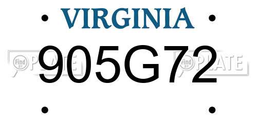 905G72 Virginia License Plate