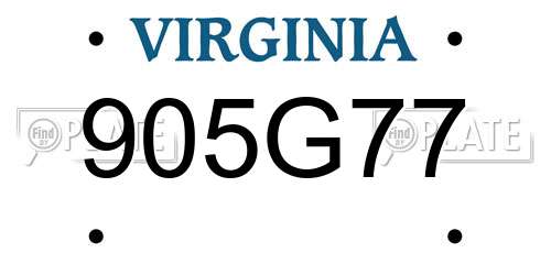 905G77 Virginia License Plate