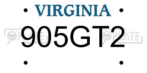 905GT2 Virginia License Plate