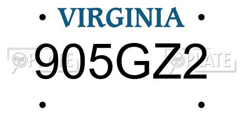 905GZ2 Virginia License Plate