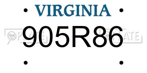 905R86 Virginia License Plate