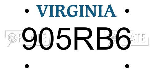 905RB6 Virginia License Plate
