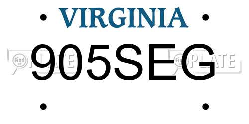 905SEG Virginia License Plate