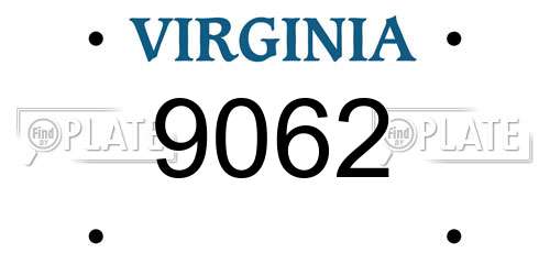 9062 Virginia License Plate