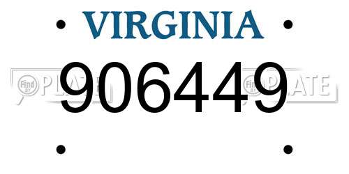 906449 Virginia License Plate