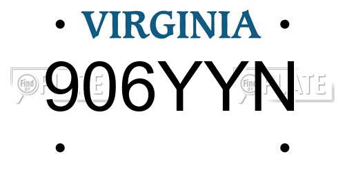 906YYN Virginia License Plate