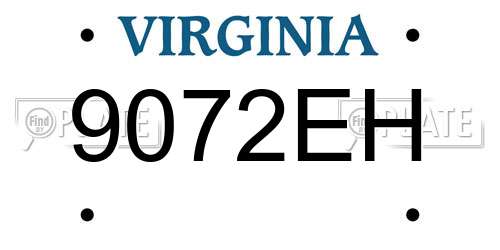 9072EH Virginia License Plate