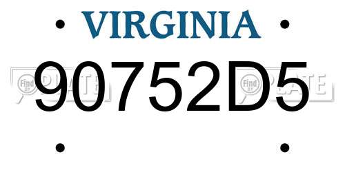 90752D5 Virginia License Plate