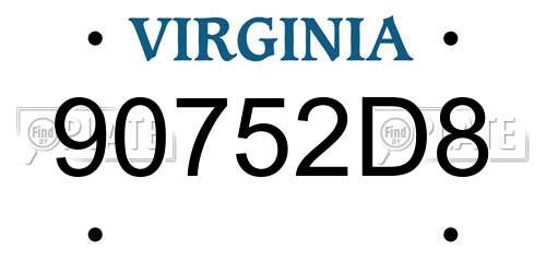 90752D8 Virginia License Plate