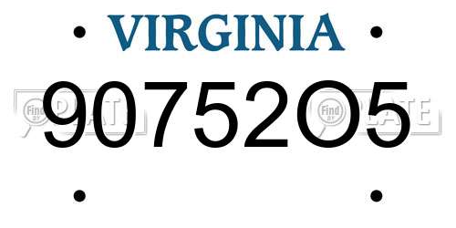 90752O5 Virginia License Plate