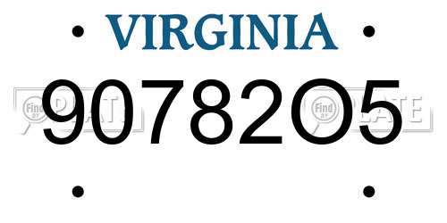 90782O5 Virginia License Plate