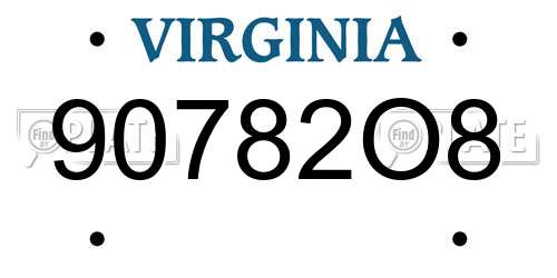 90782O8 Virginia License Plate