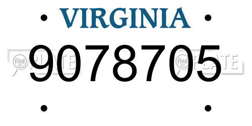 9078705 Virginia License Plate