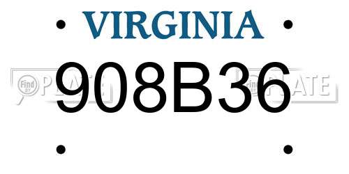 908B36 Virginia License Plate