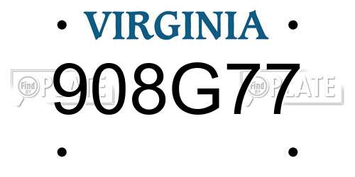 908G77 Virginia License Plate