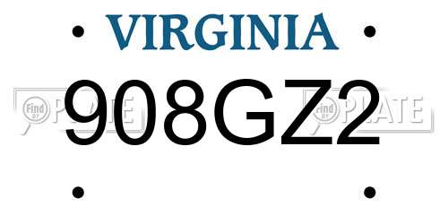 908GZ2 Virginia License Plate