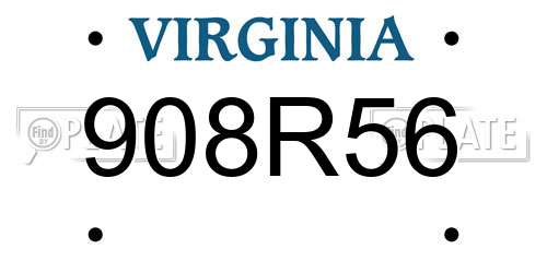 908R56 Virginia License Plate