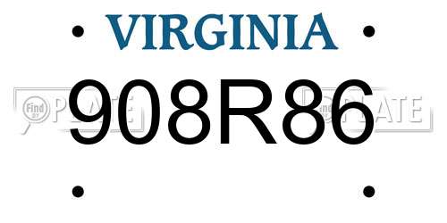908R86 Virginia License Plate
