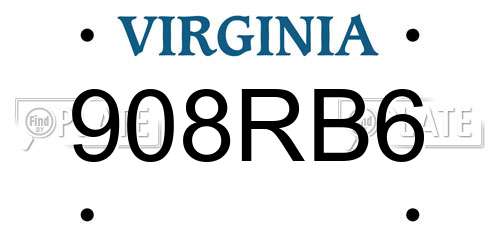 908RB6 Virginia License Plate