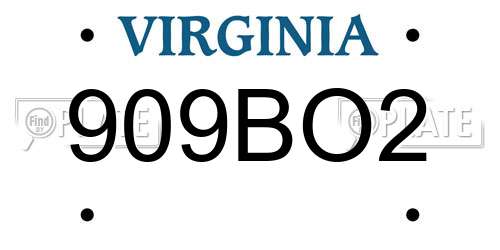 909BO2 Virginia License Plate