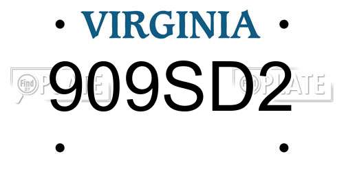 909SD2 Virginia License Plate