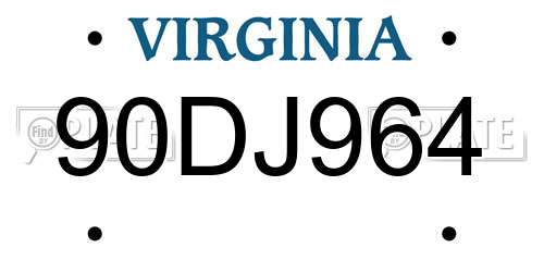 90DJ964 Virginia License Plate