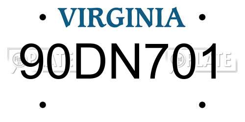 90DN701 Virginia License Plate